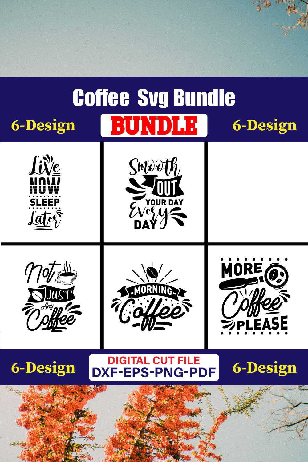 Coffee T-shirt Design Bundle Vol-13 pinterest preview image.