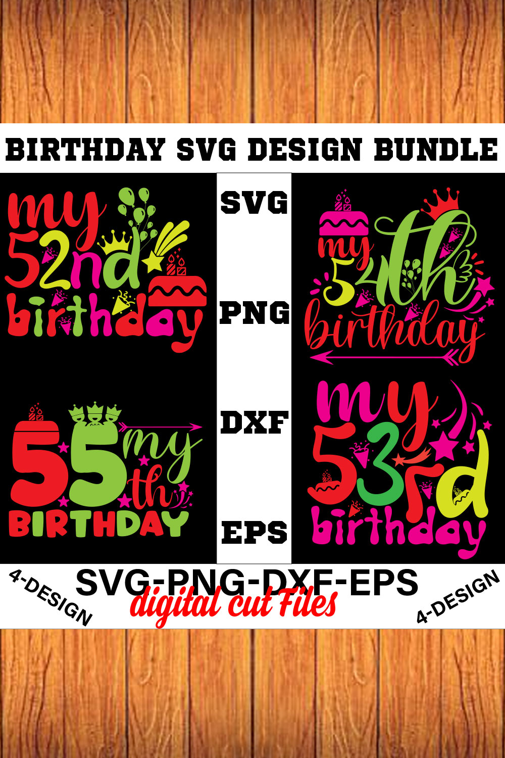 birthday svg design bundle Happy birthday svg bundle hand lettered birthday svg birthday party svg Volume-14 pinterest preview image.