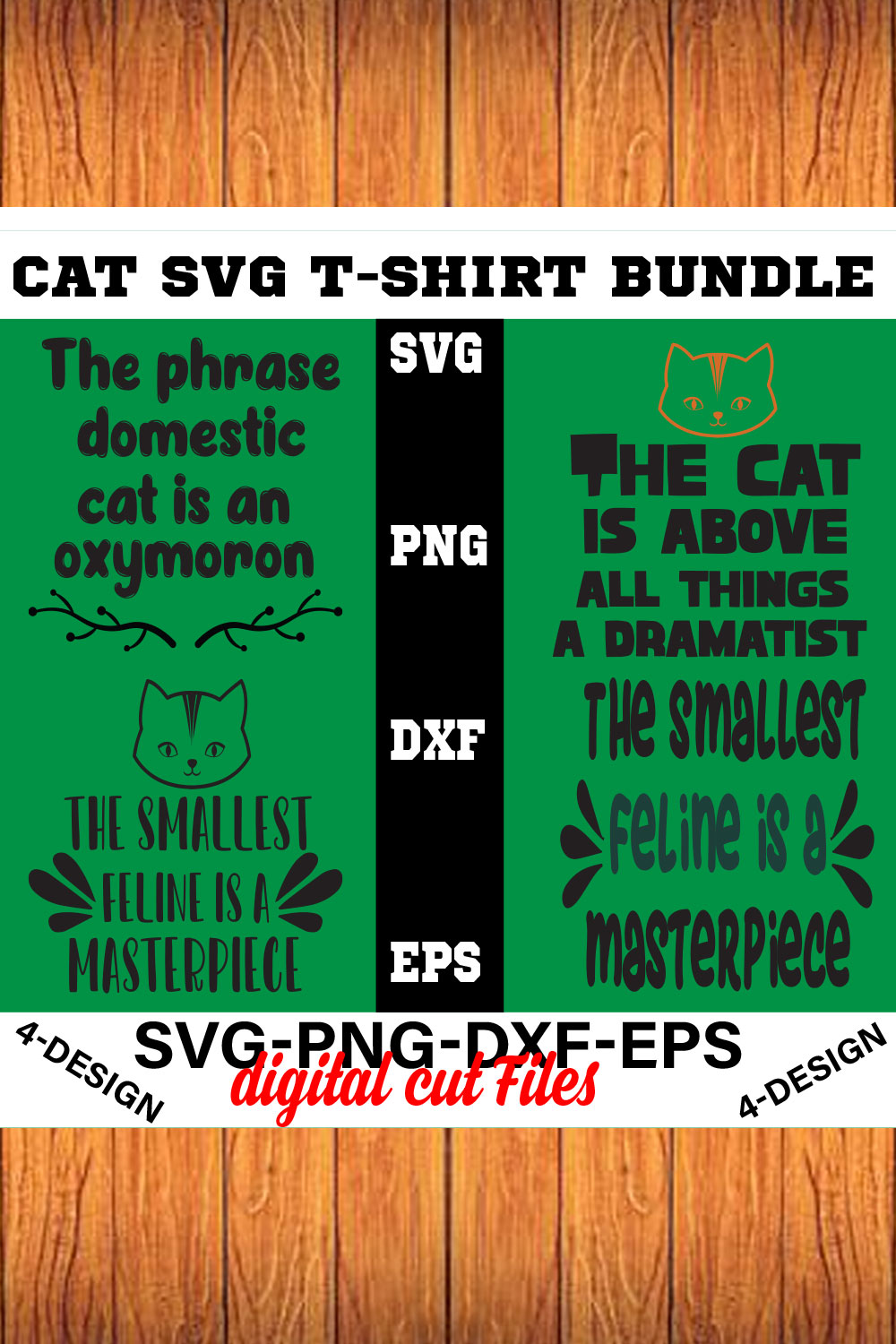 Cat SVG T-shirt Design BundleVolume-01 pinterest preview image.