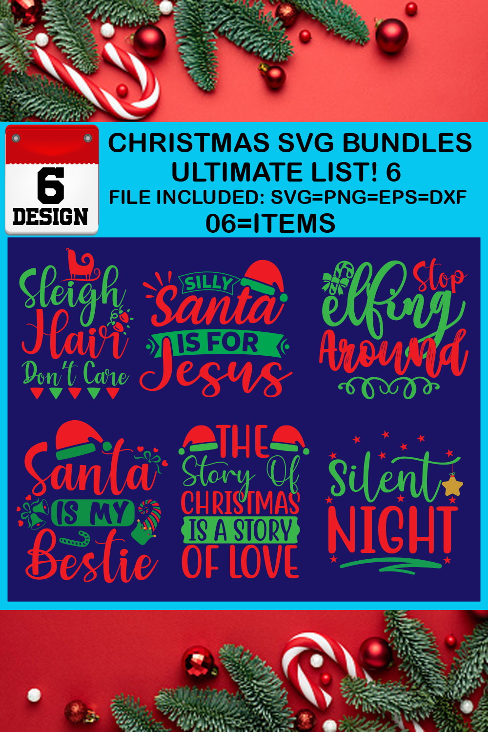 Ultimate List! 6 Christmas SVG Free Bundles pinterest preview image.