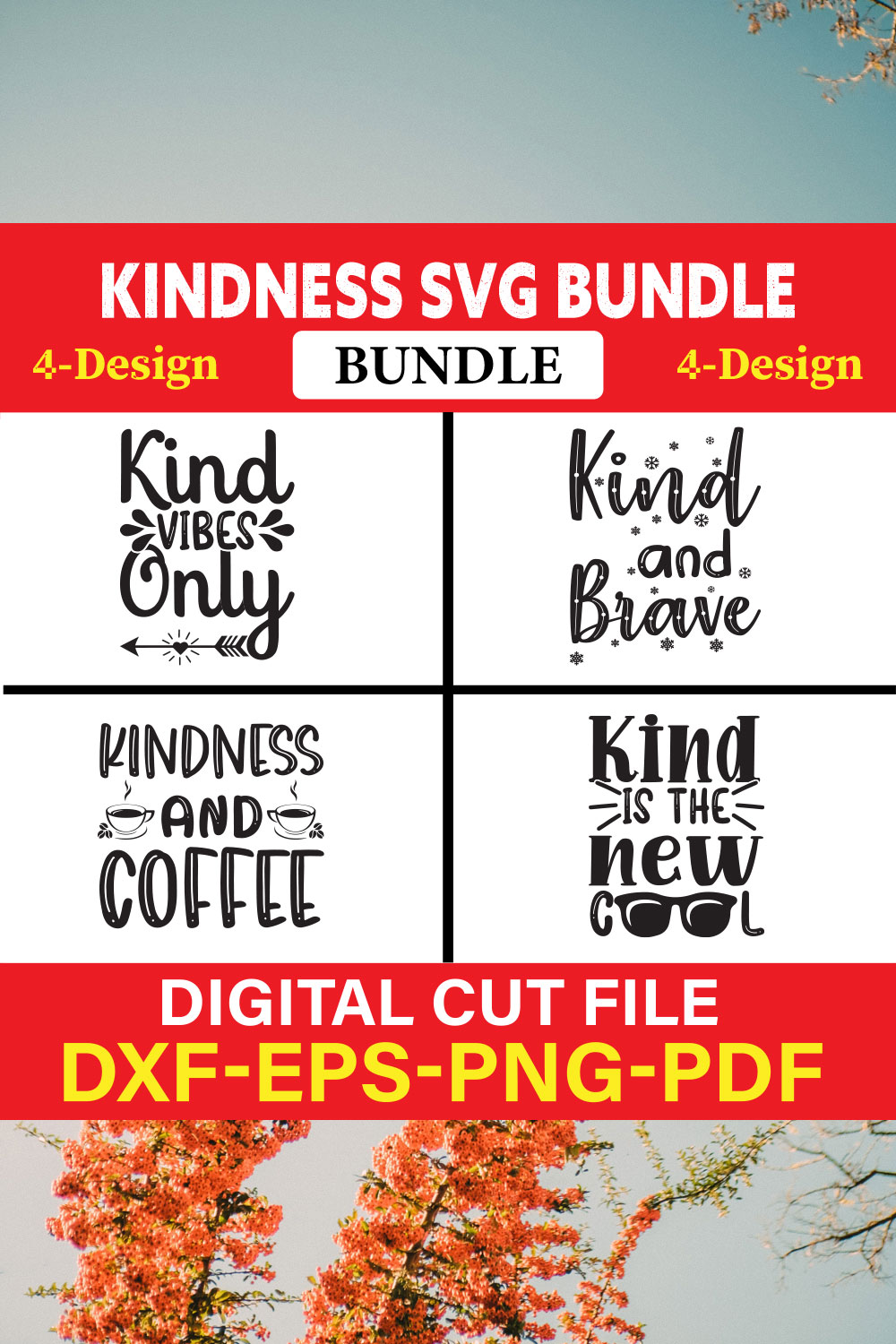 Kindness T-shirt Design Bundle Vol-3 pinterest preview image.