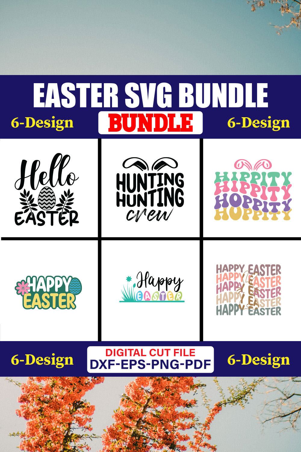 Easter SVG T-shirt Design Bundle Vol-32 pinterest preview image.