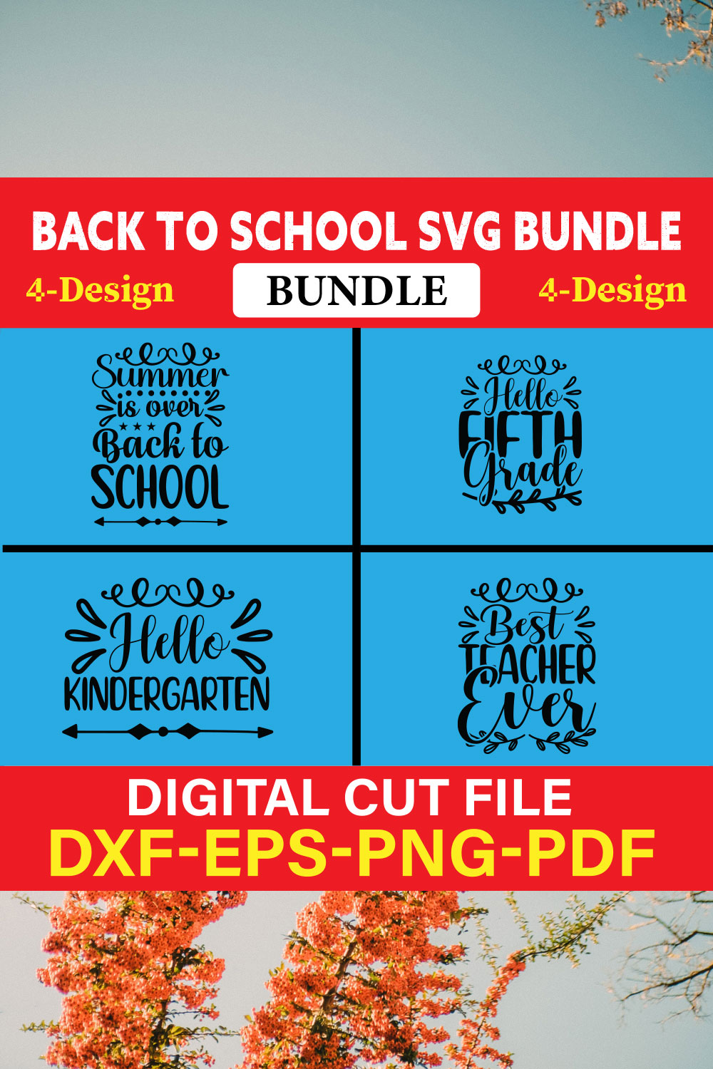 Back To School T-shirt Design Bundle Vol-11 pinterest preview image.