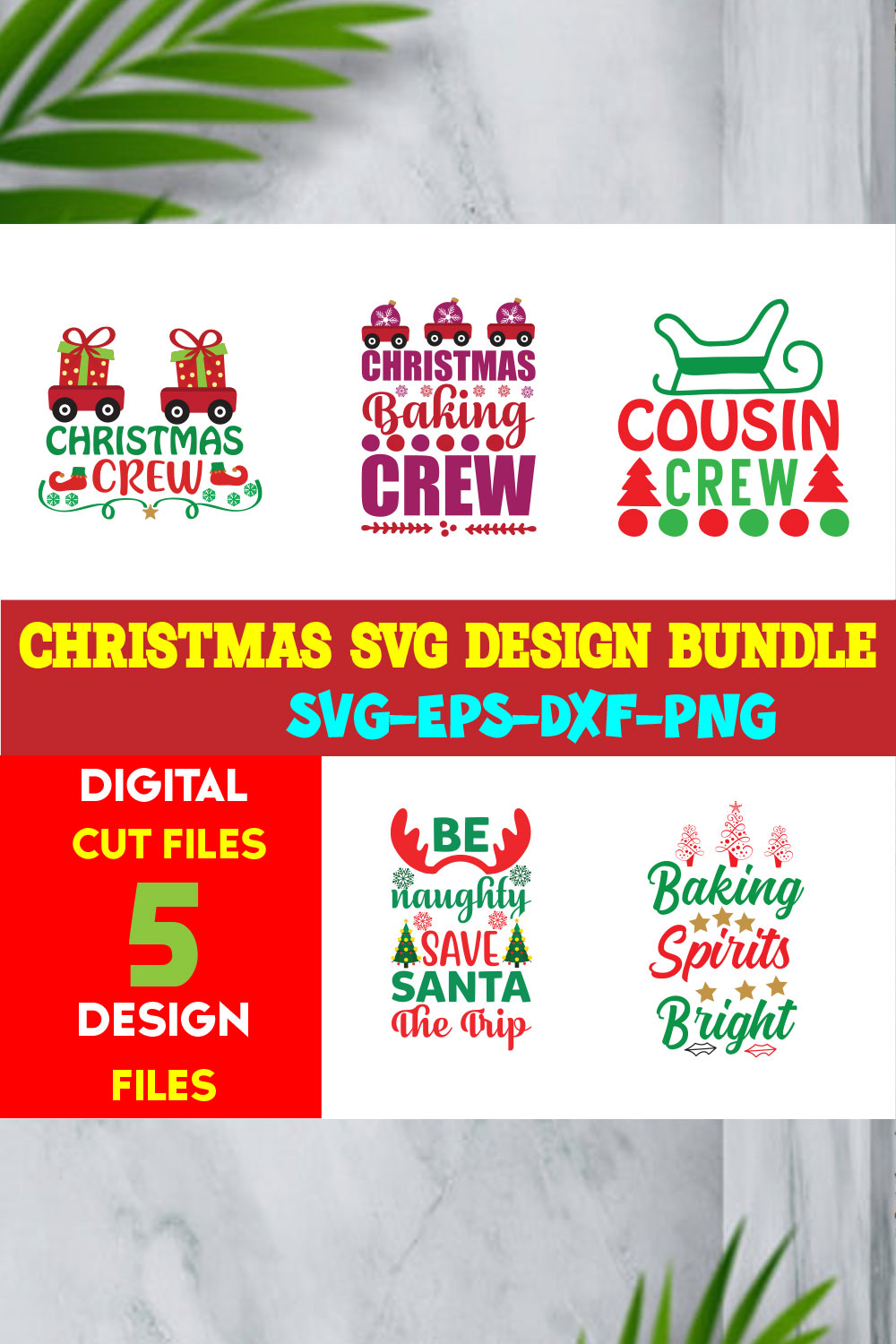 Christmas T-shirt Design SVG Bundle Free Volume-38 pinterest preview image.