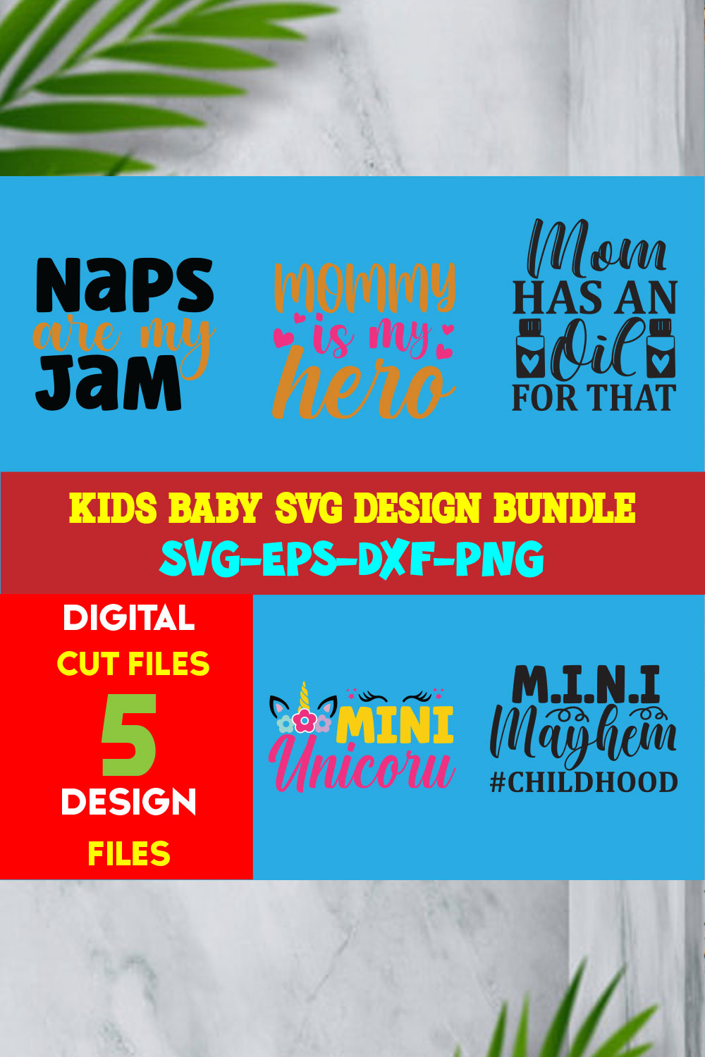 Kids Baby T-shirt Design Bundle Volume-01 pinterest preview image.