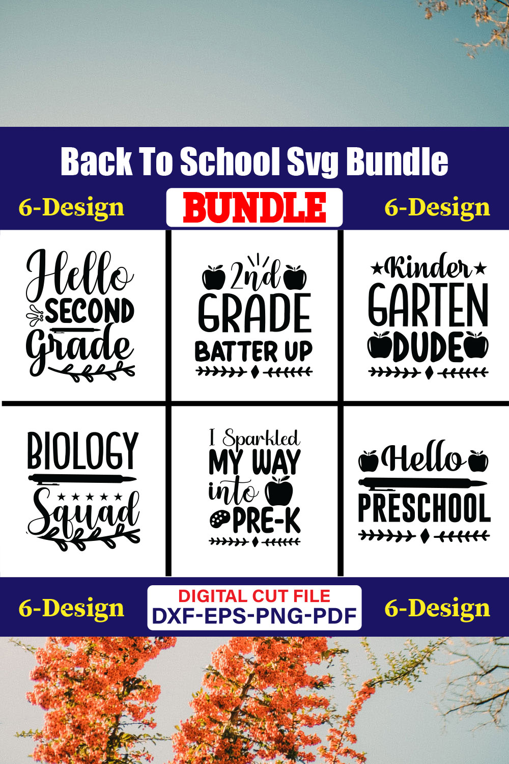 Back To School T-shirt Design Bundle Vol-43 pinterest preview image.