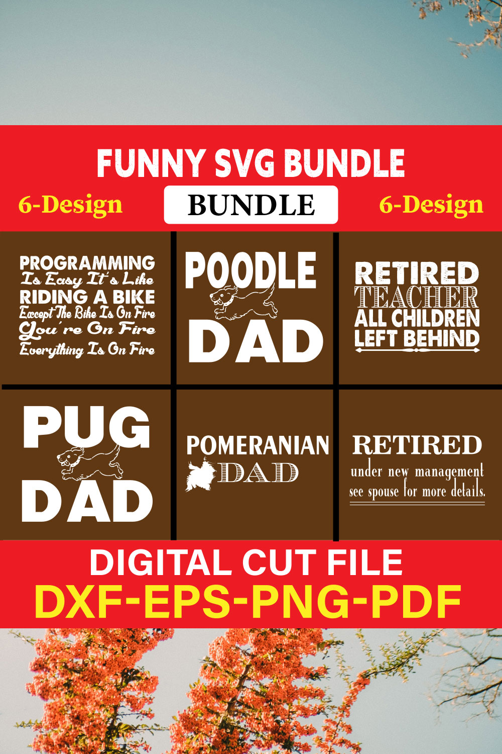 Funny SVG T-shirt Design Bundle Vol-05 pinterest preview image.