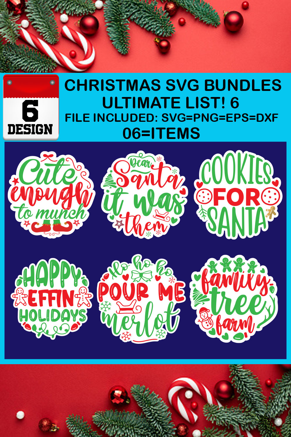 Ultimate List! 6 Christmas SVG Free Bundles pinterest preview image.