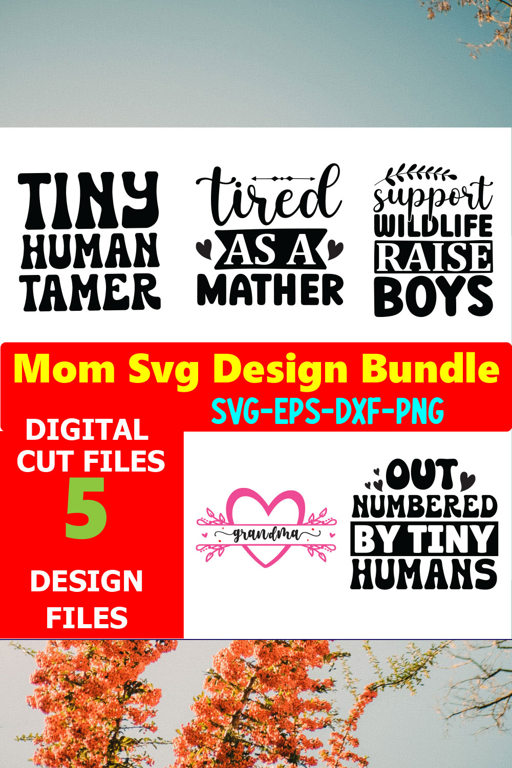 Mom SVG T-shirt Design Bundle Volume-04 pinterest preview image.