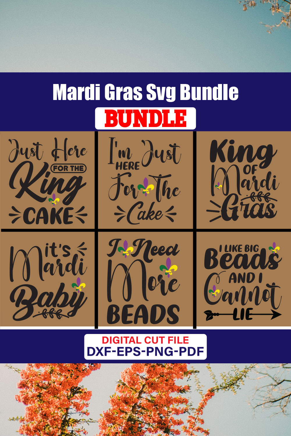 Mardi Gras T-shirt Design Bundle Vol-04 pinterest preview image.