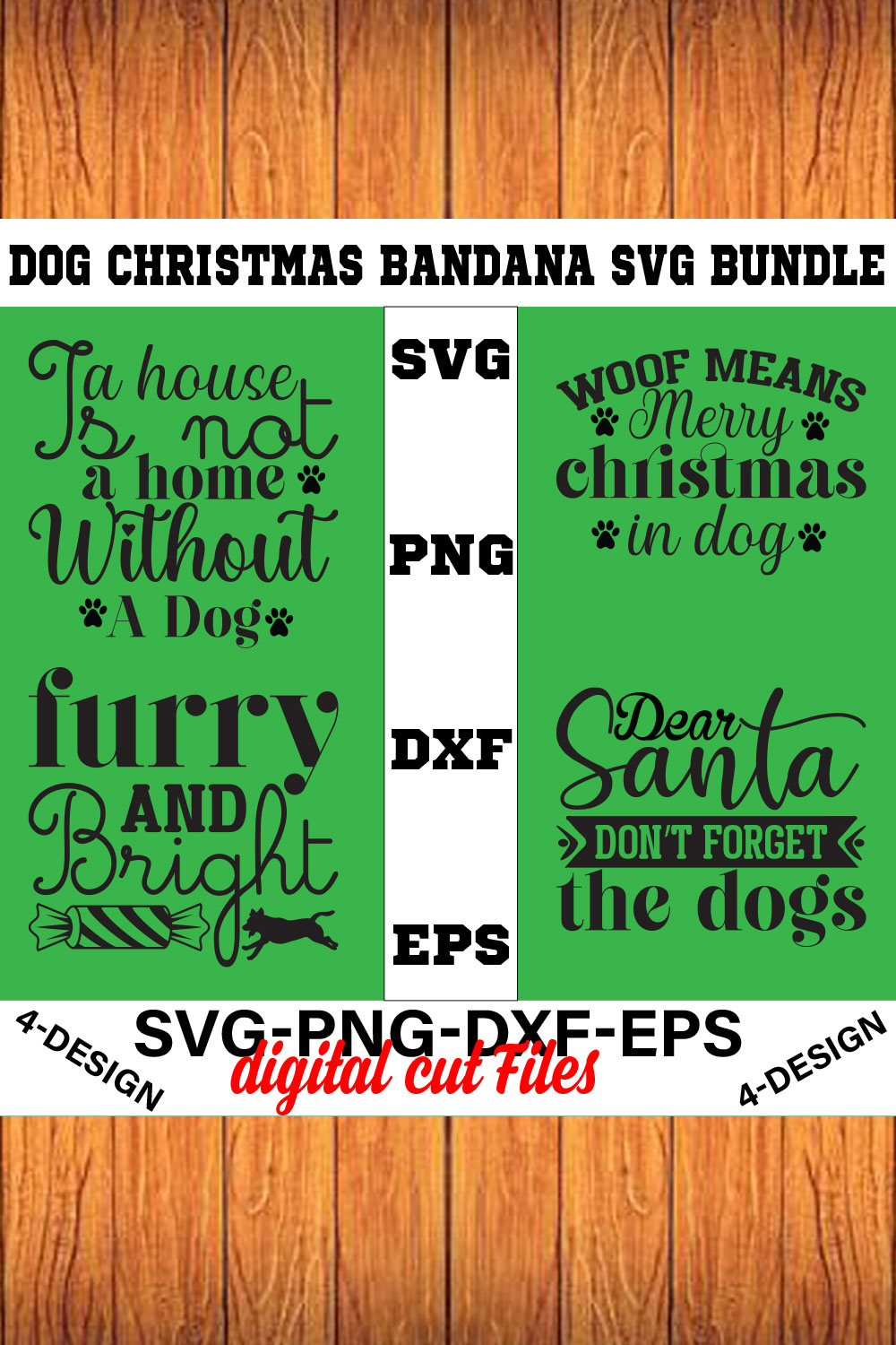 Dog Christmas Bandana SVG Bundle Vol-01 pinterest preview image.