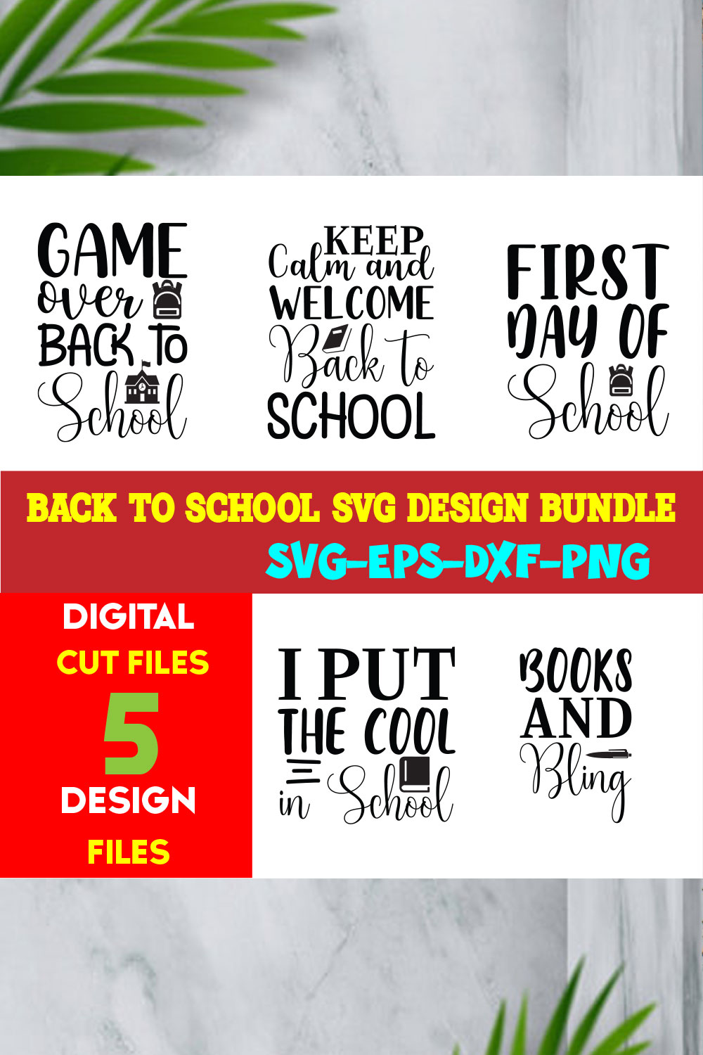 Back To School T-shirt Design Bundle Volume-03 pinterest preview image.