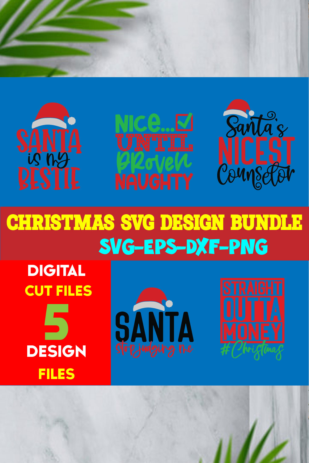 Christmas T-shirt Design SVG Bundle Free Volume-51 pinterest preview image.