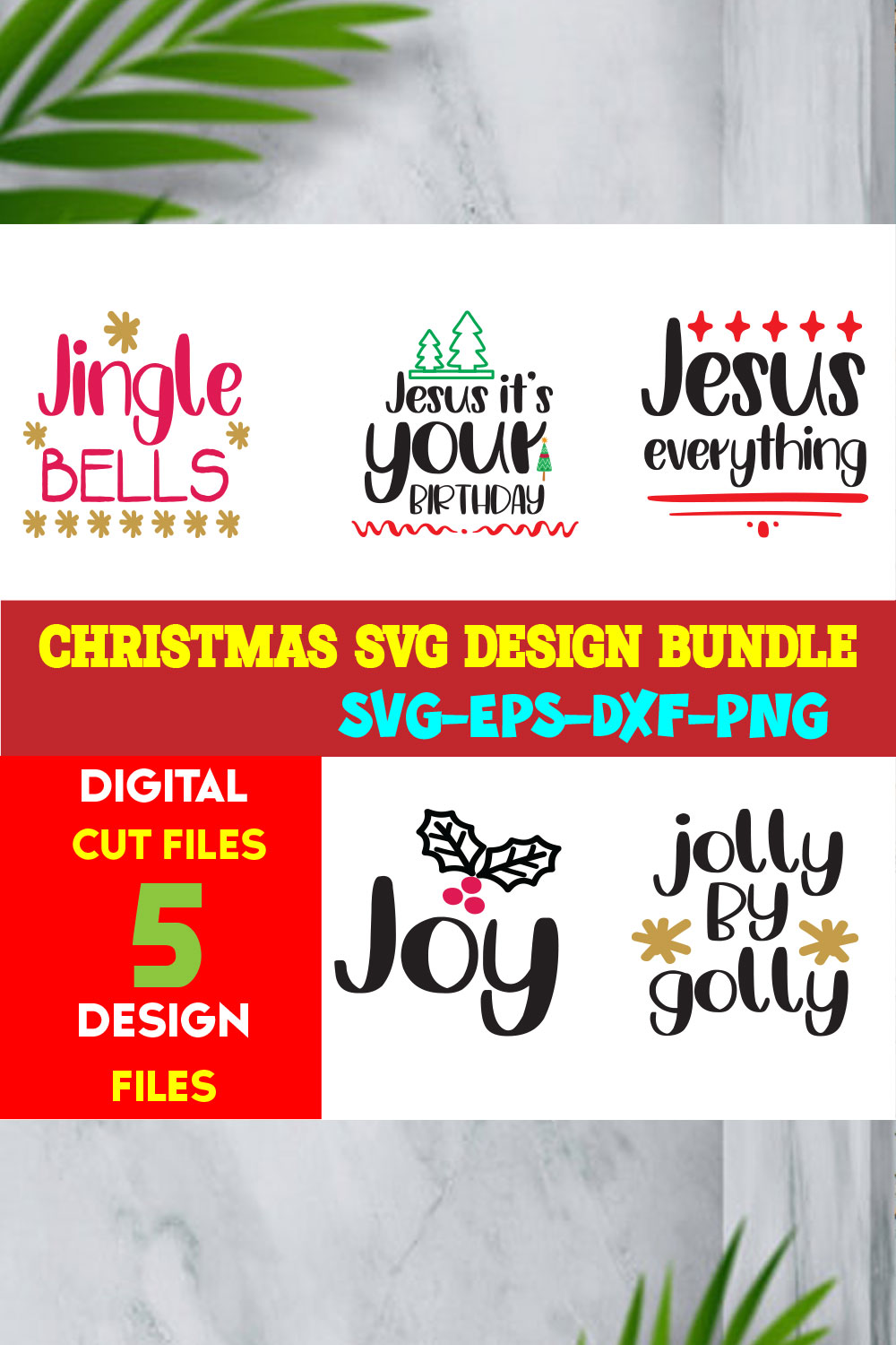 Christmas T-shirt Design Bundle Volume-47 pinterest preview image.