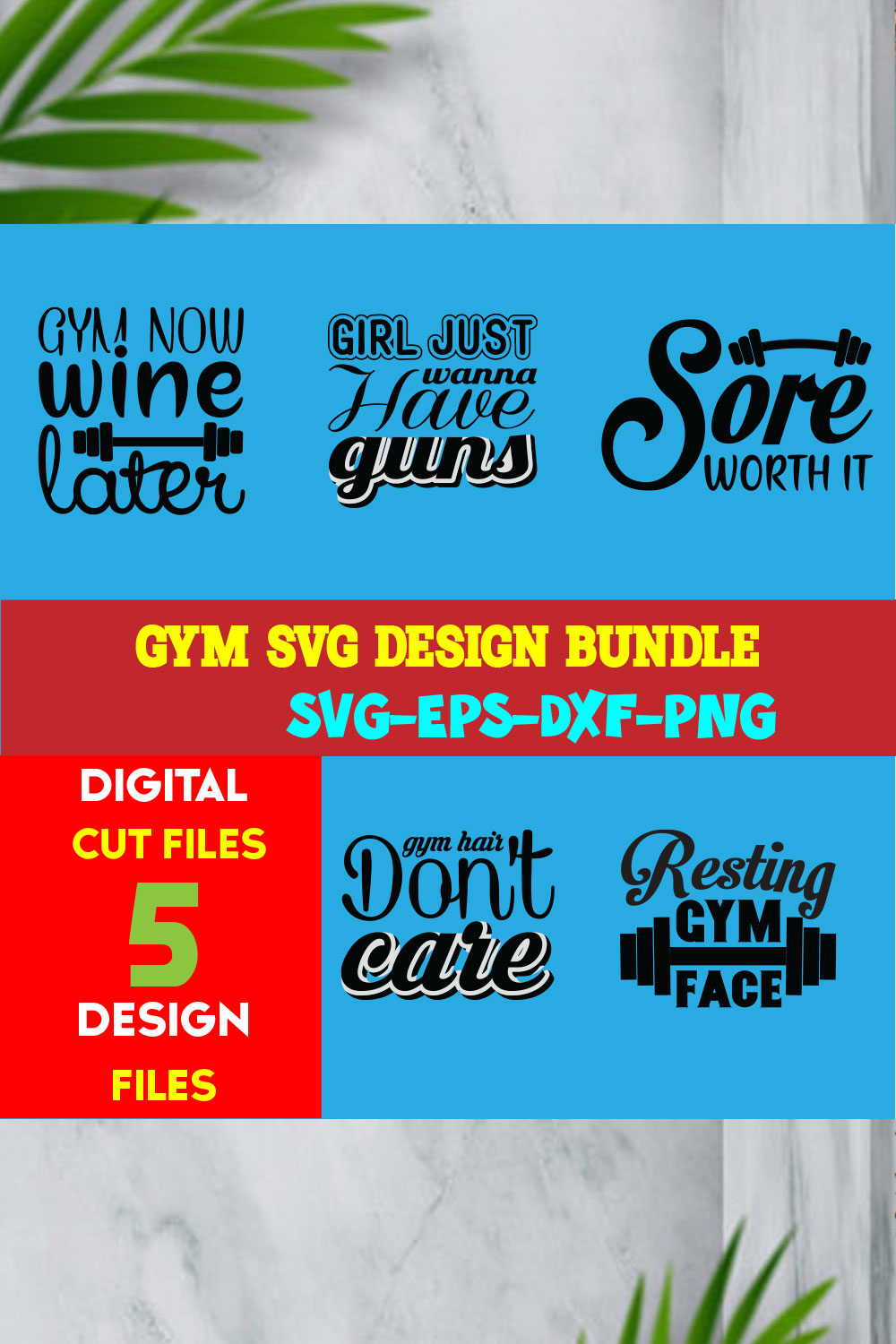 Gym T-shirt Design Bundle Volume-03 pinterest preview image.