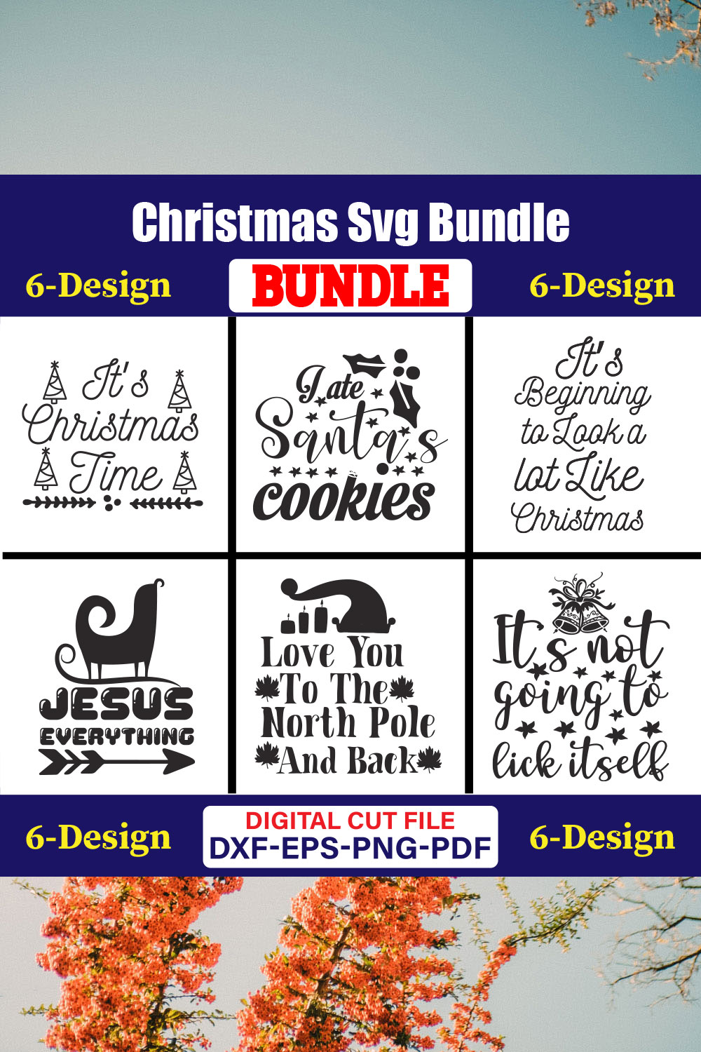 Christmas T-shirt Design Bundle Vol-63 pinterest preview image.