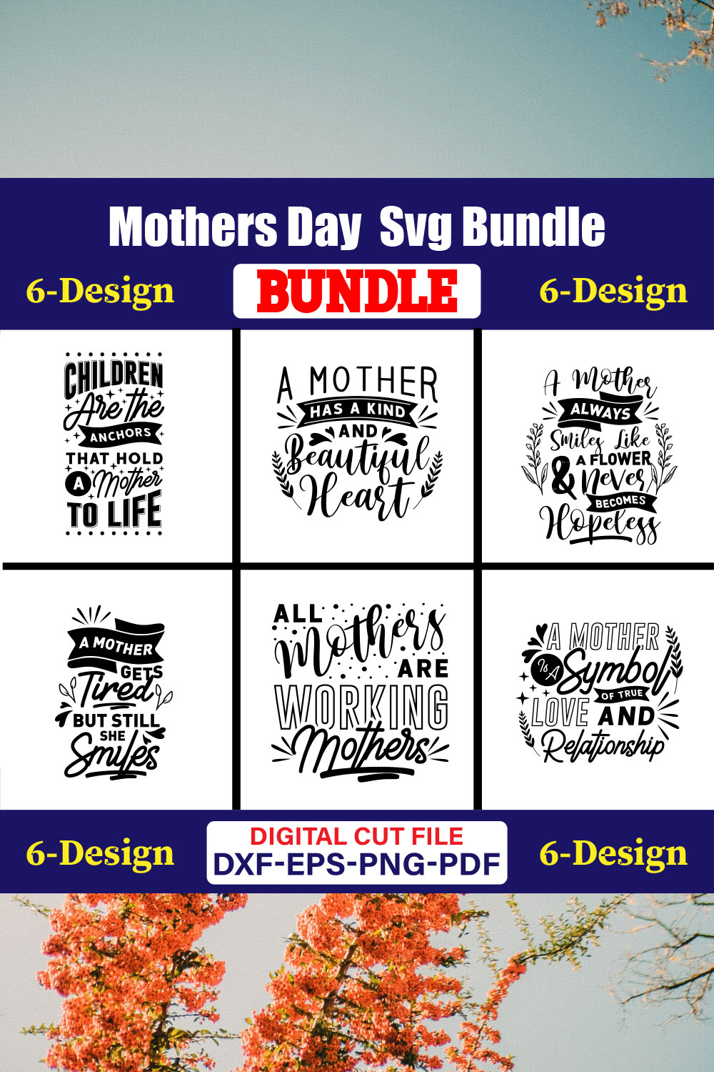 Mothers Day SVG Bundle, Mom life svg, Mama svg, Funny Mom Svg, Blessed mama svg, Mom of boys girls svg-Vol-50 pinterest preview image.