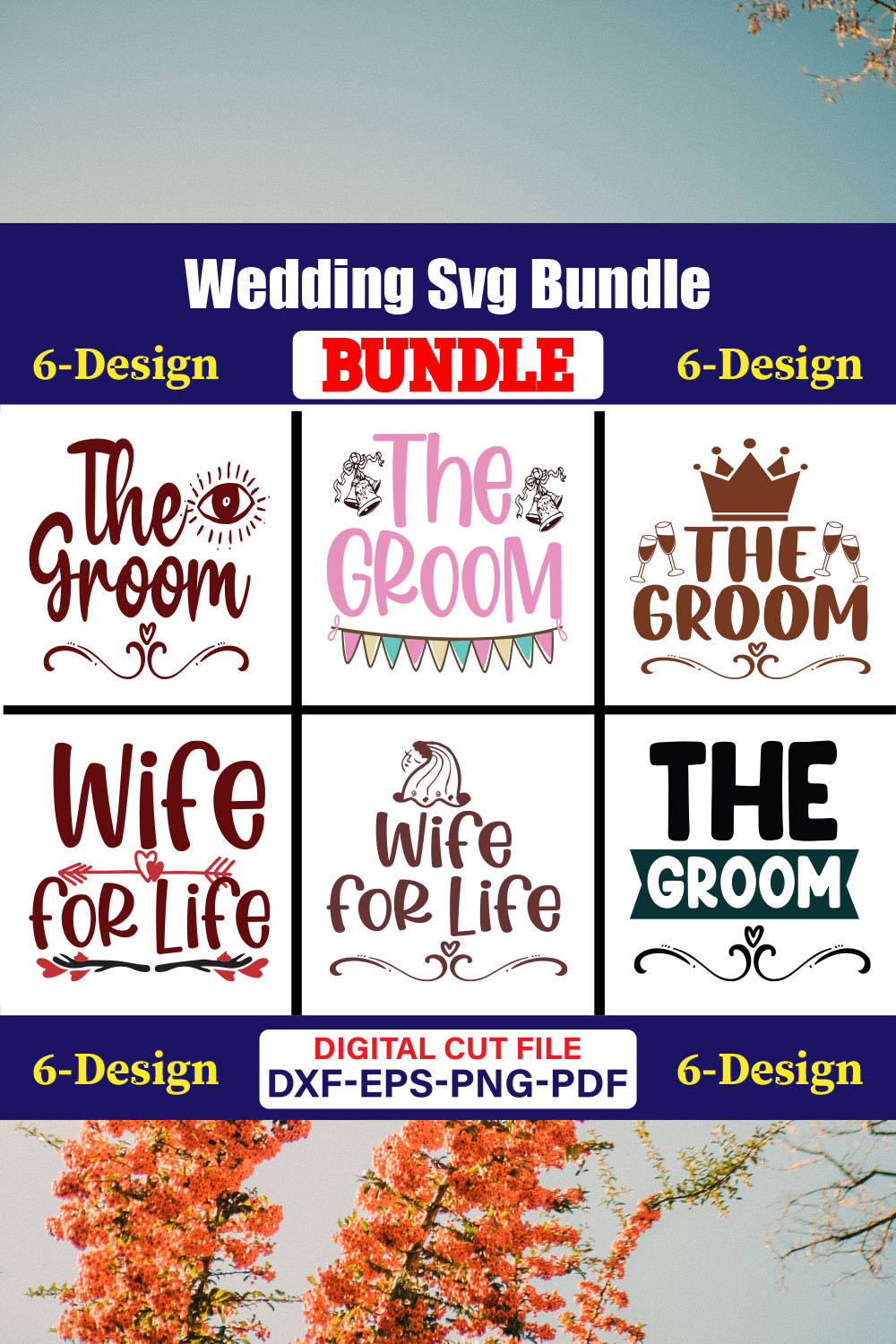 Wedding T-shirt Design Bundle Vol-38 pinterest preview image.