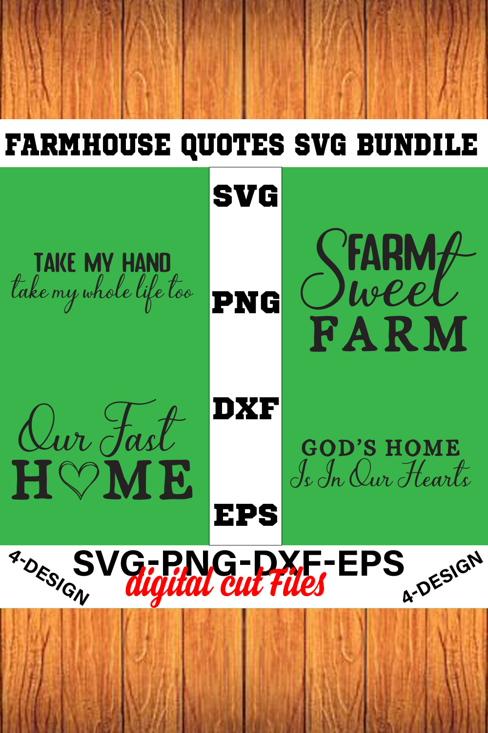 Farmhouse Quotes Svg Bundle Vol-02 pinterest preview image.