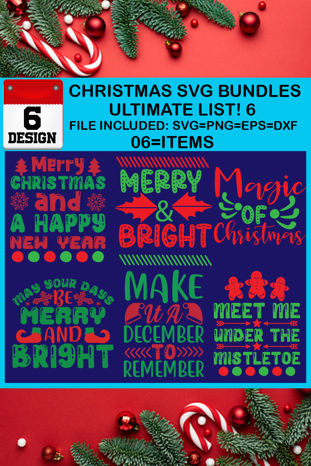 Ultimate List! 6 Christmas SVG Free Bundles pinterest preview image.