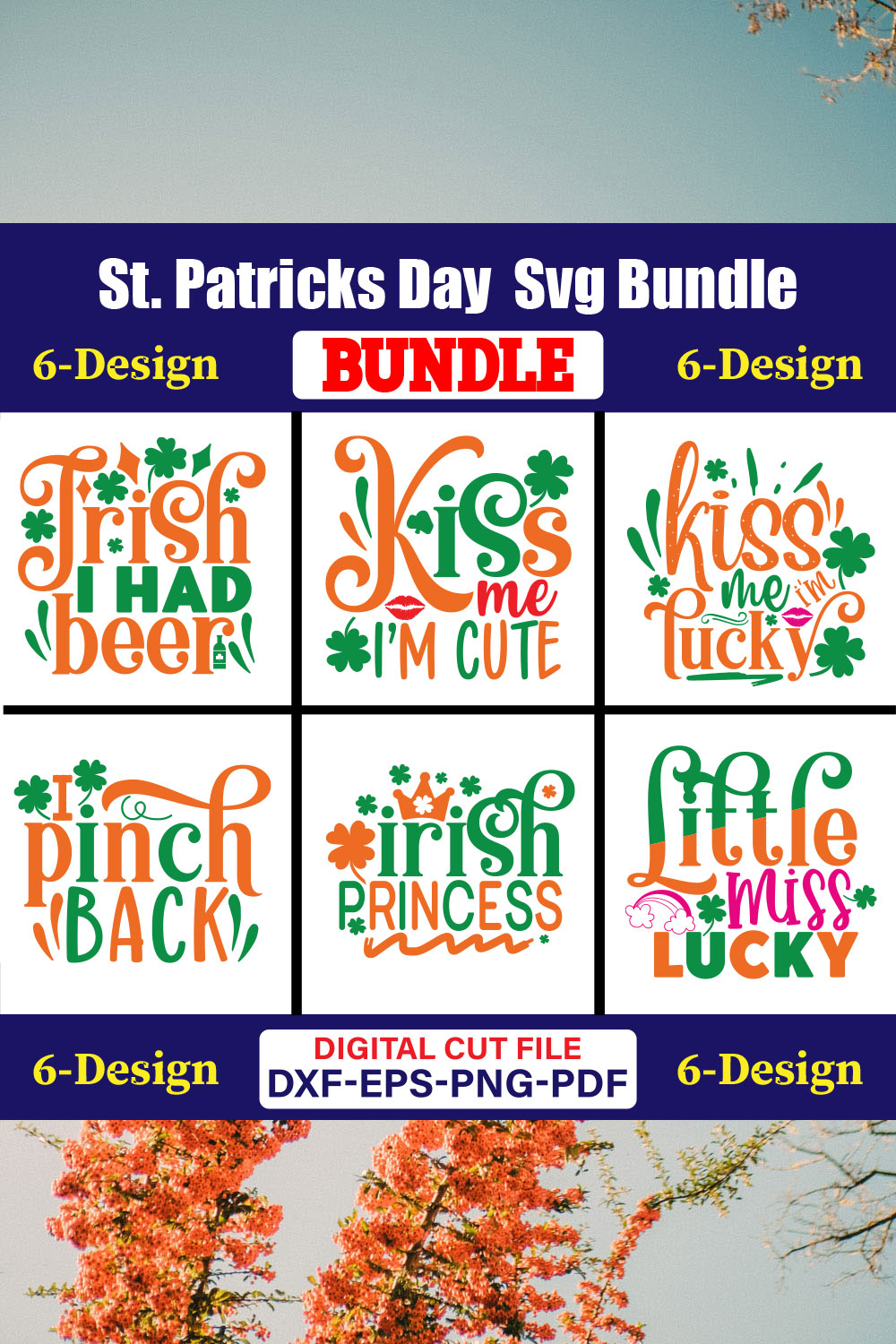 St Patricks Day T-shirt Design Bundle Vol-33 pinterest preview image.