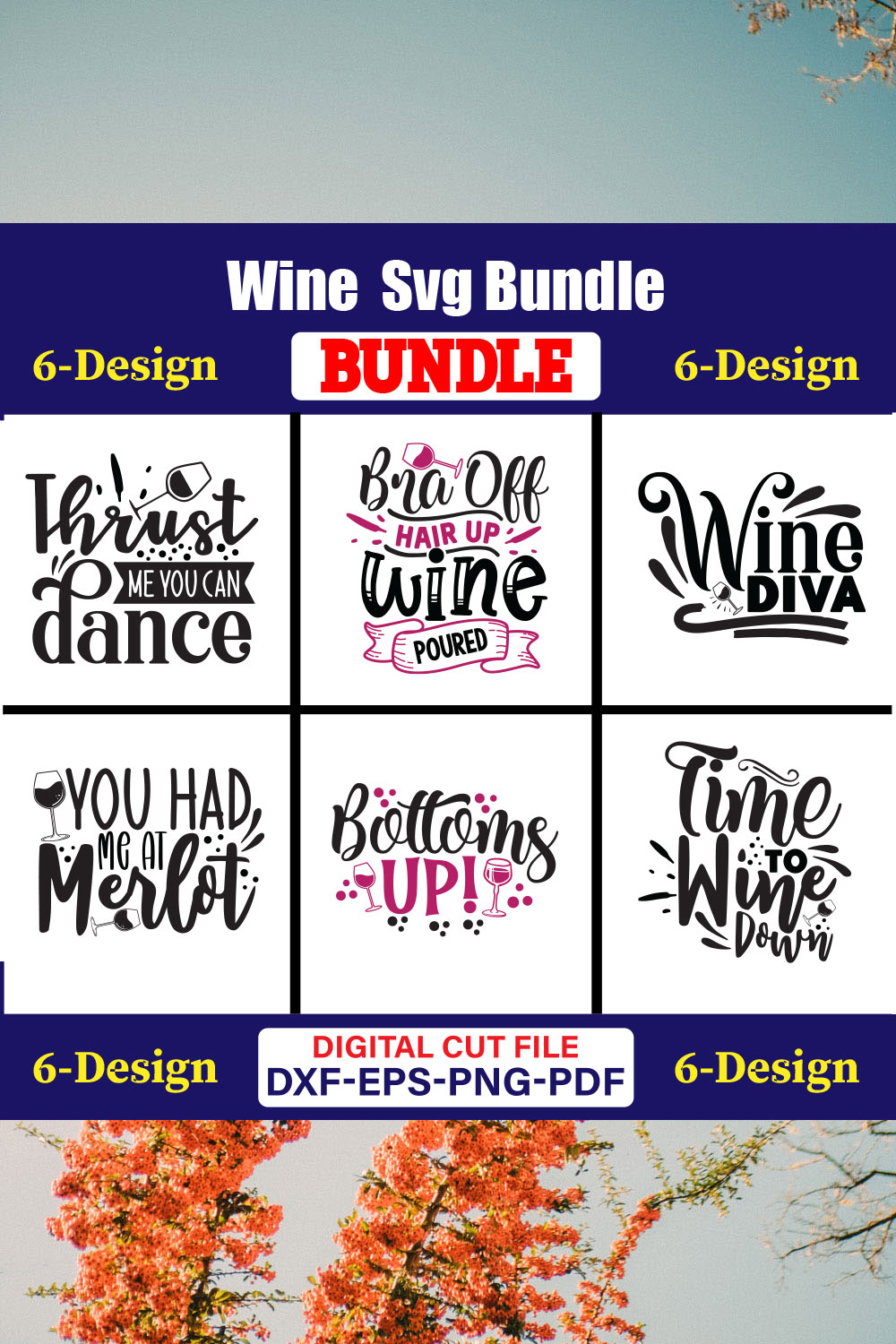 Wine T-shirt Design Bundle Vol-02 pinterest preview image.
