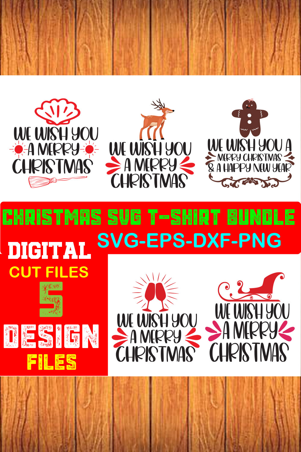 Christmas SVG T-shirt Bundle Volume-02 pinterest preview image.