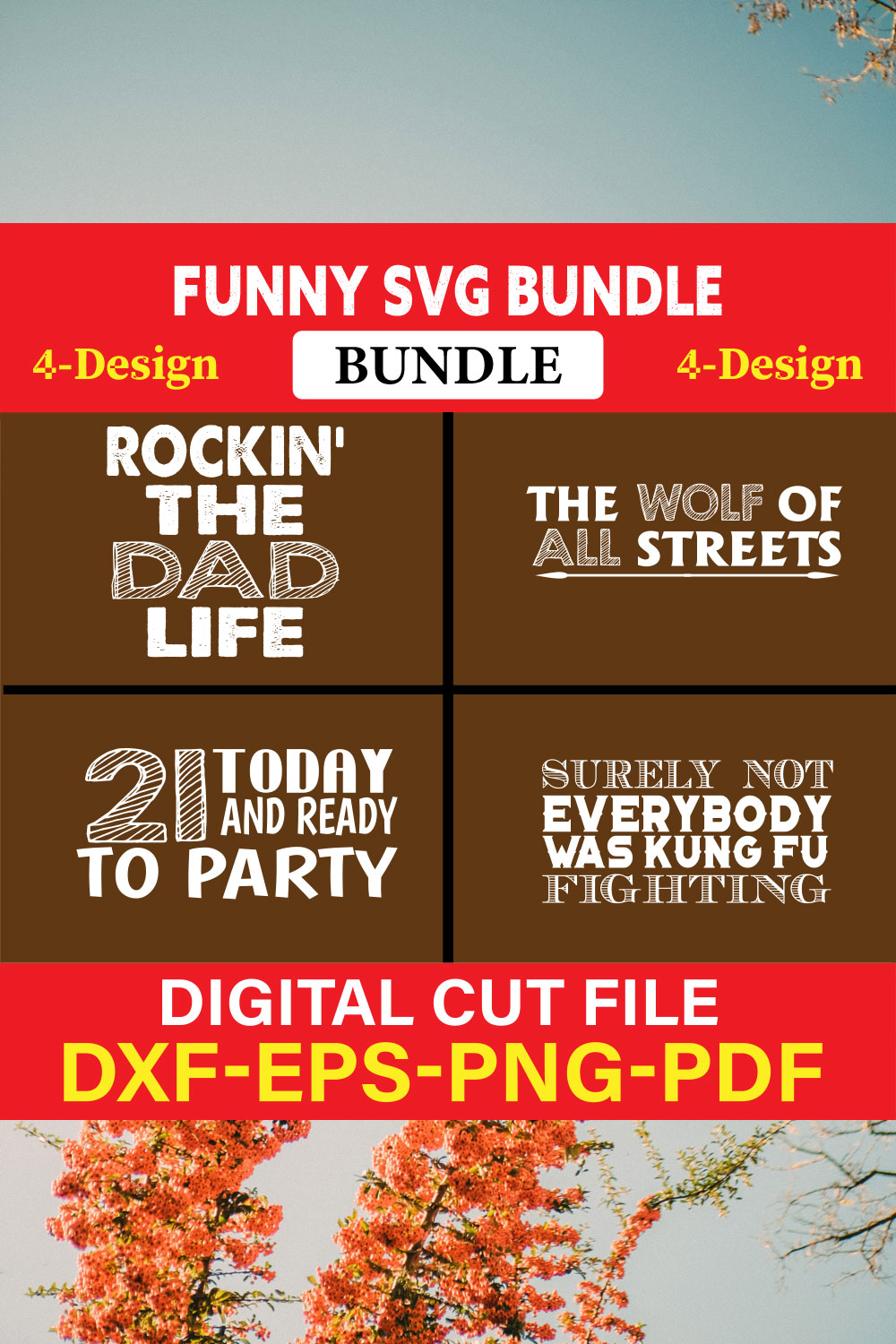 Funny SVG T-shirt Design Bundle Vol-18 pinterest preview image.