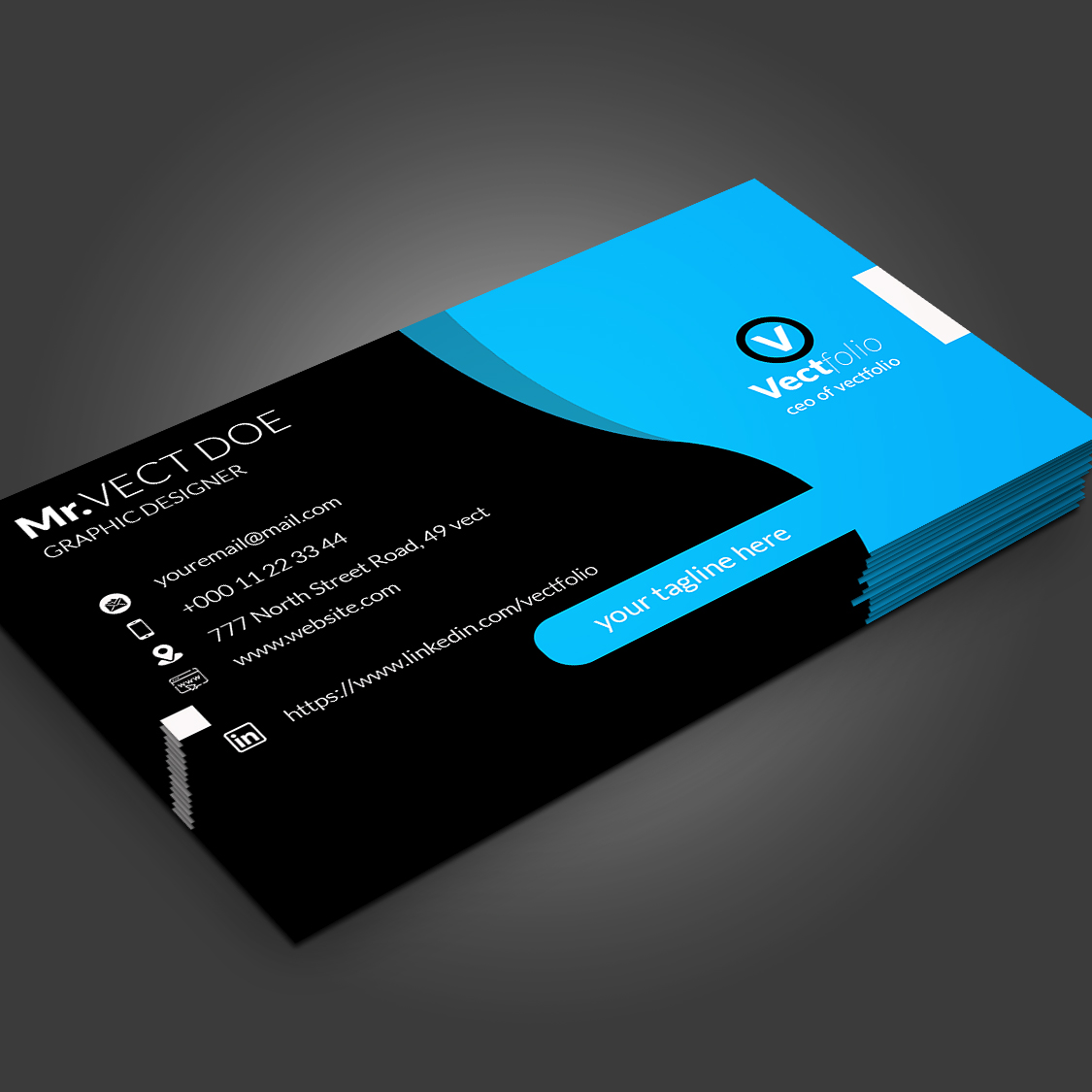 Modern minimal cororate business card template preview image.