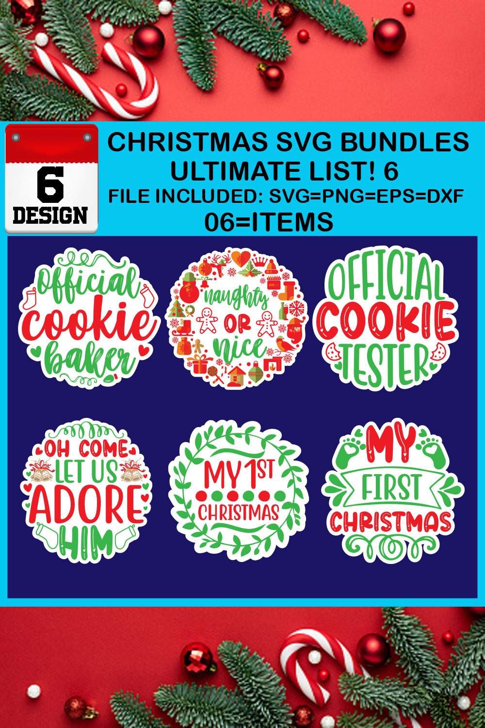 Ultimate List! 6 Christmas SVG Free Bundles pinterest preview image.