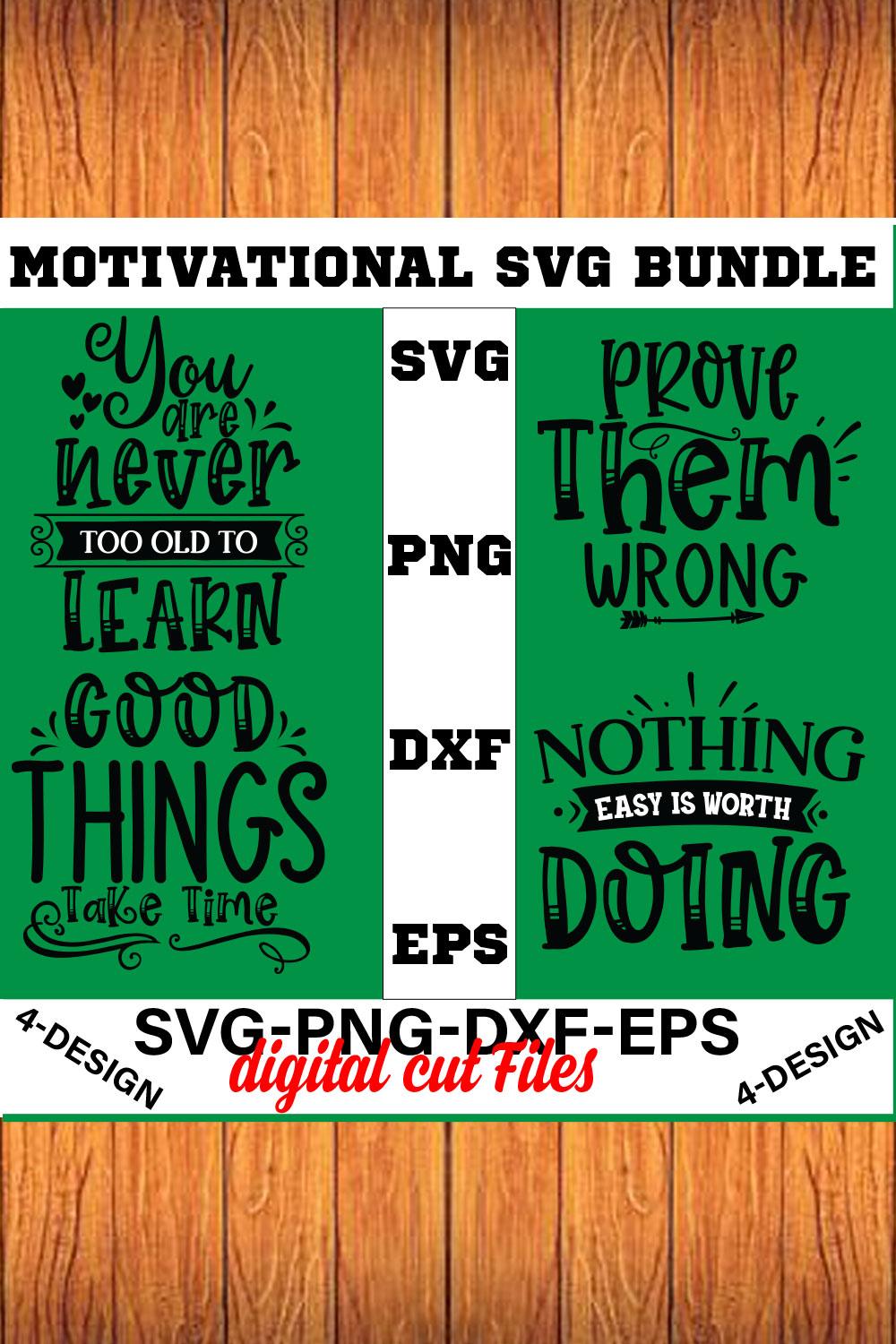 Motivational SVG Bundle T-shirt Design Volume-03 pinterest preview image.