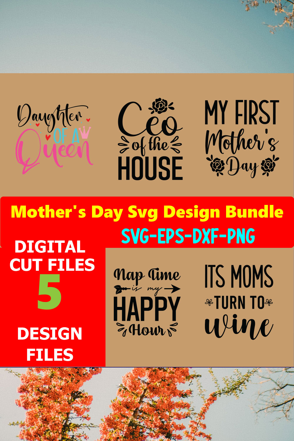 Mom SVG T-shirt Design Bundle Volume-14 pinterest preview image.