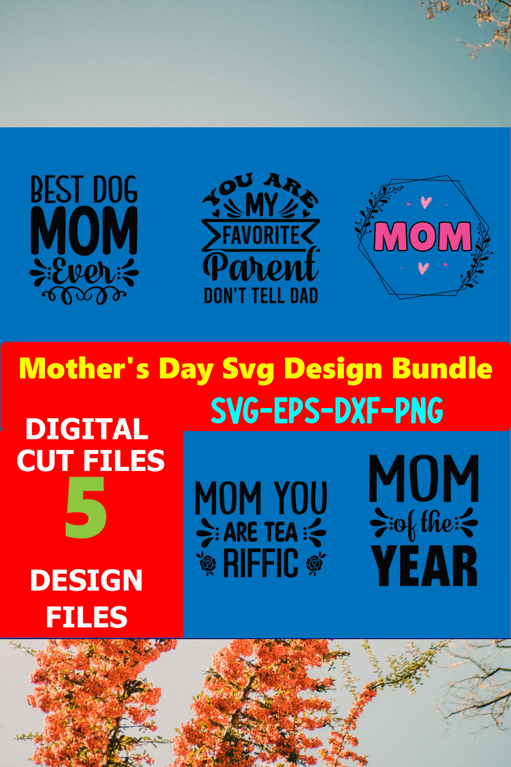 Mom SVG T-shirt Design Bundle Volume-15 pinterest preview image.