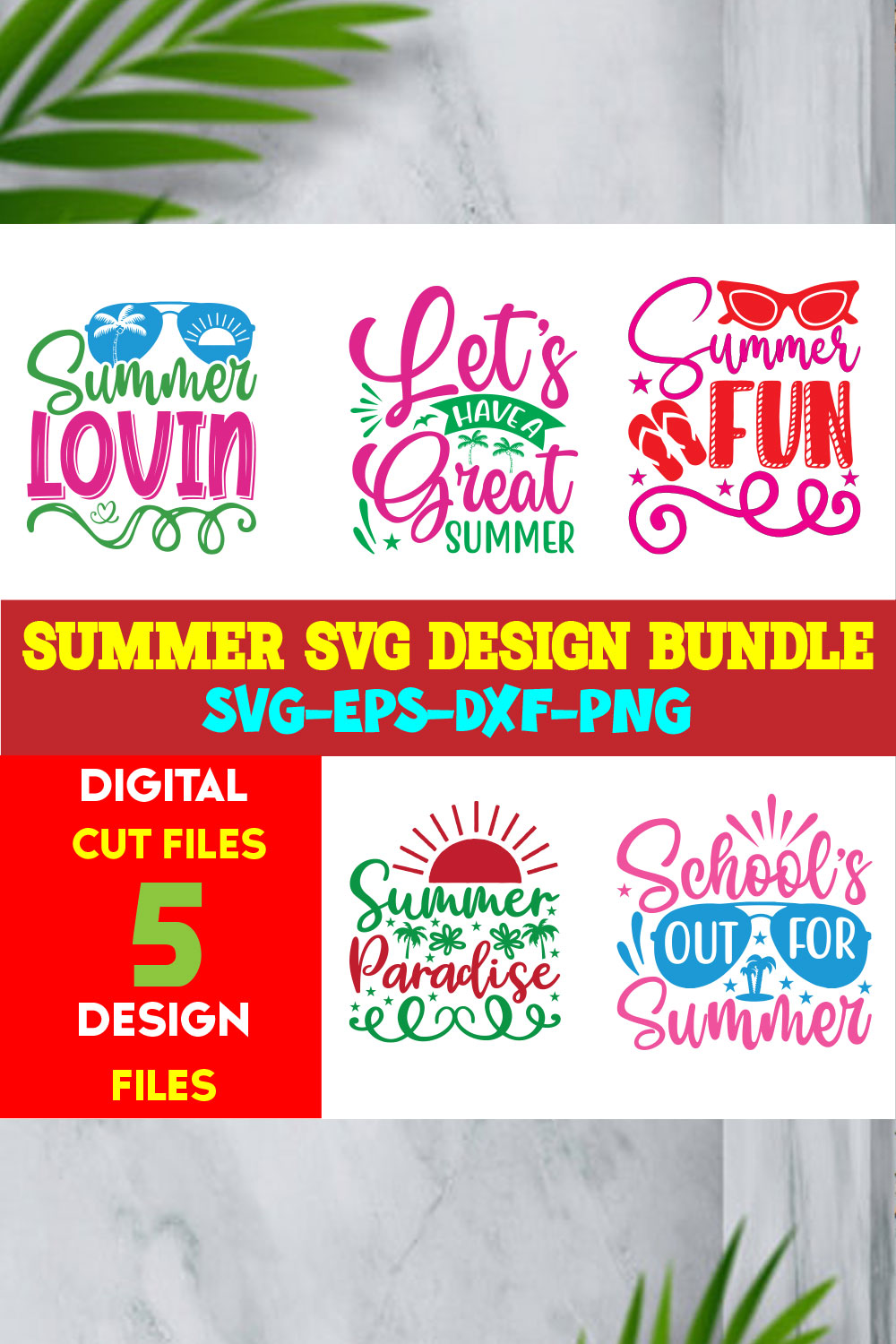 Summer T-shirt Design Bundle Volume -06 pinterest preview image.