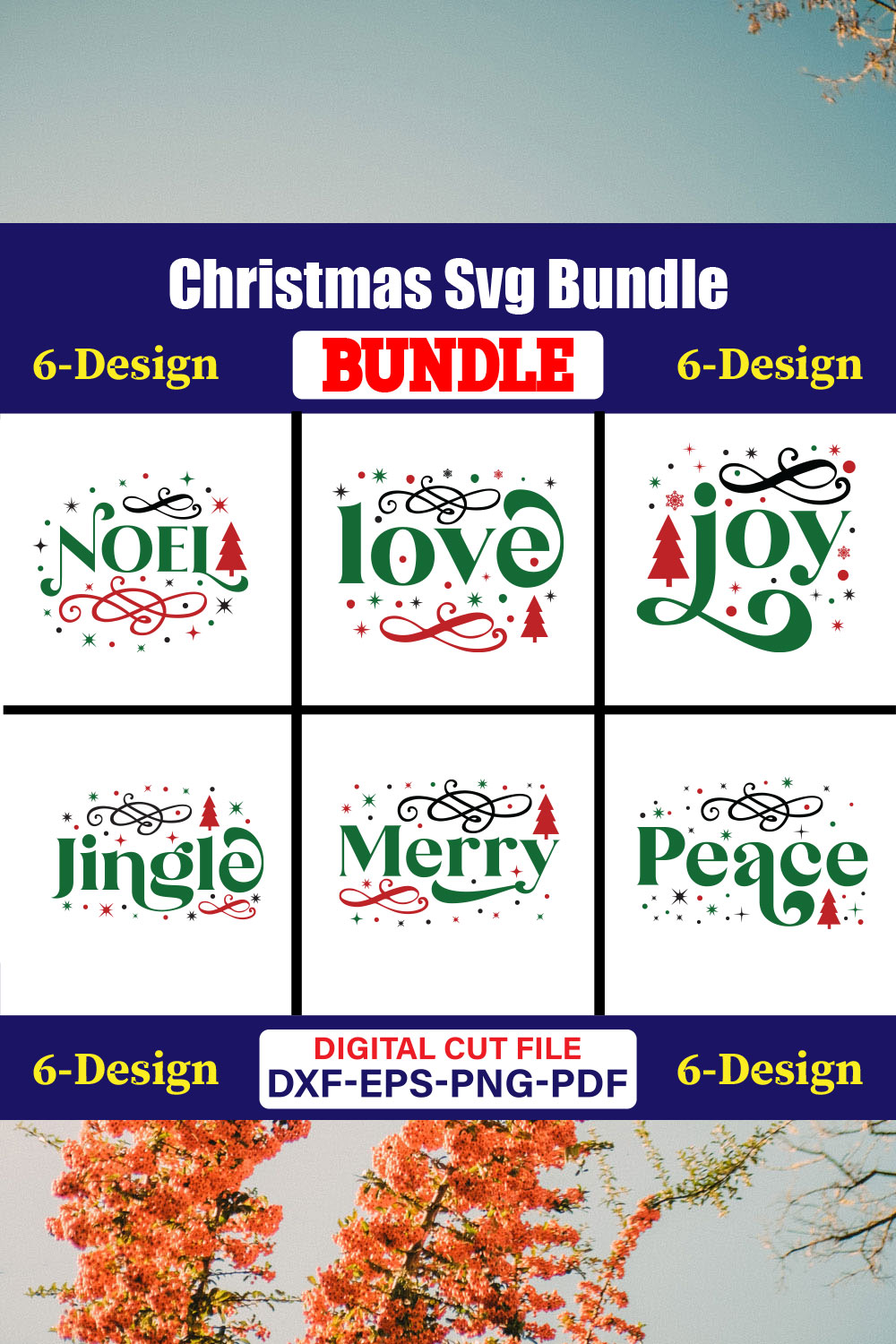 Christmas T-shirt Design Bundle Vol-56 pinterest preview image.