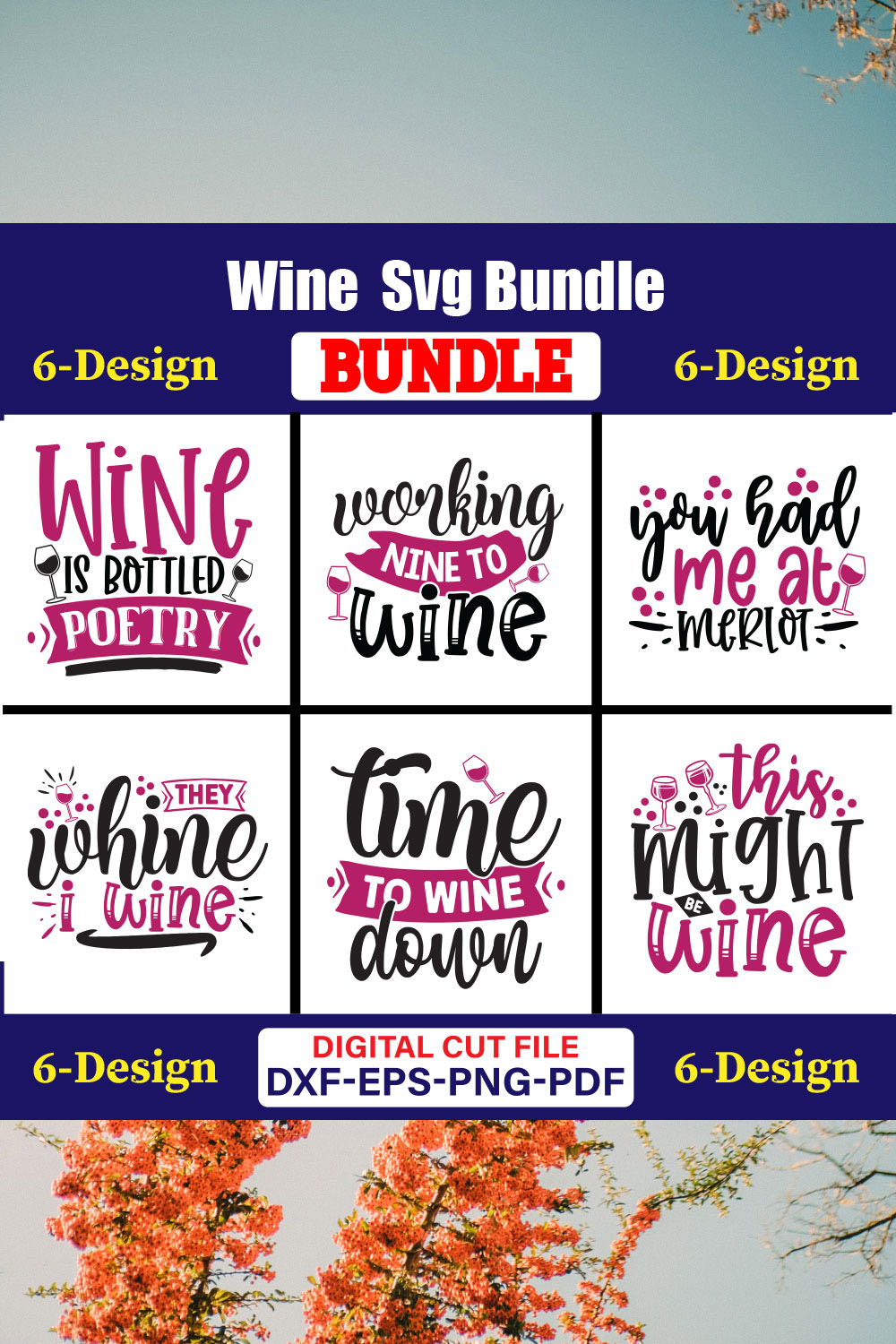Wine T-shirt Design Bundle Vol-05 pinterest preview image.