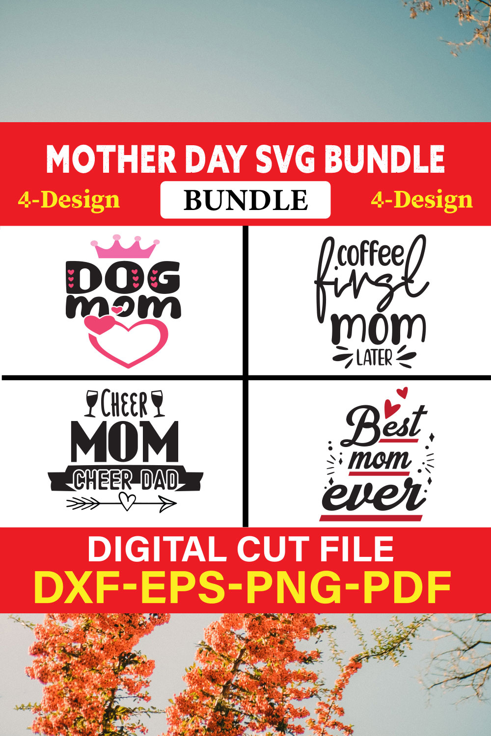 Mothers Day T-shirt Design Bundle Vol-35 pinterest preview image.