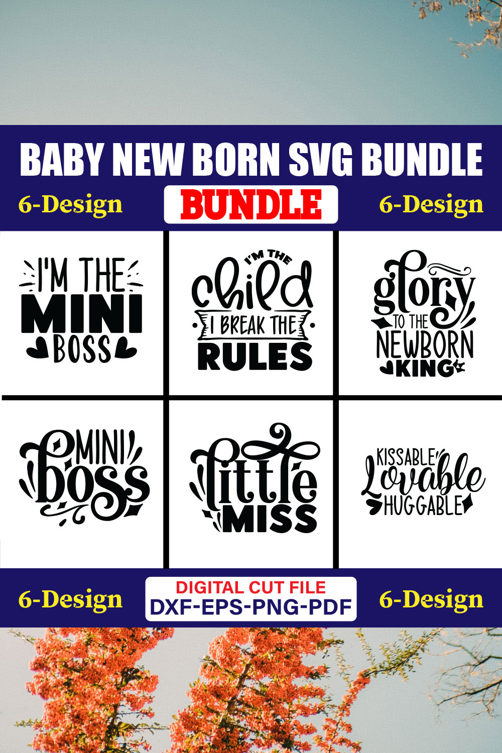 Baby New Born SVG T-shirt Design Bundle Vol-02 pinterest preview image.