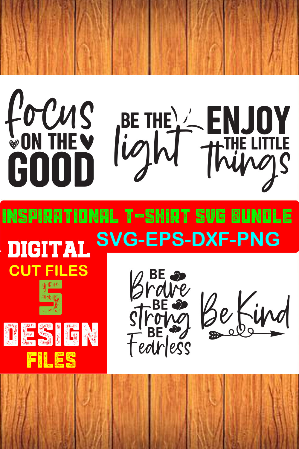 Inspirational T-shirt SVG Bundle Volume-01 pinterest preview image.