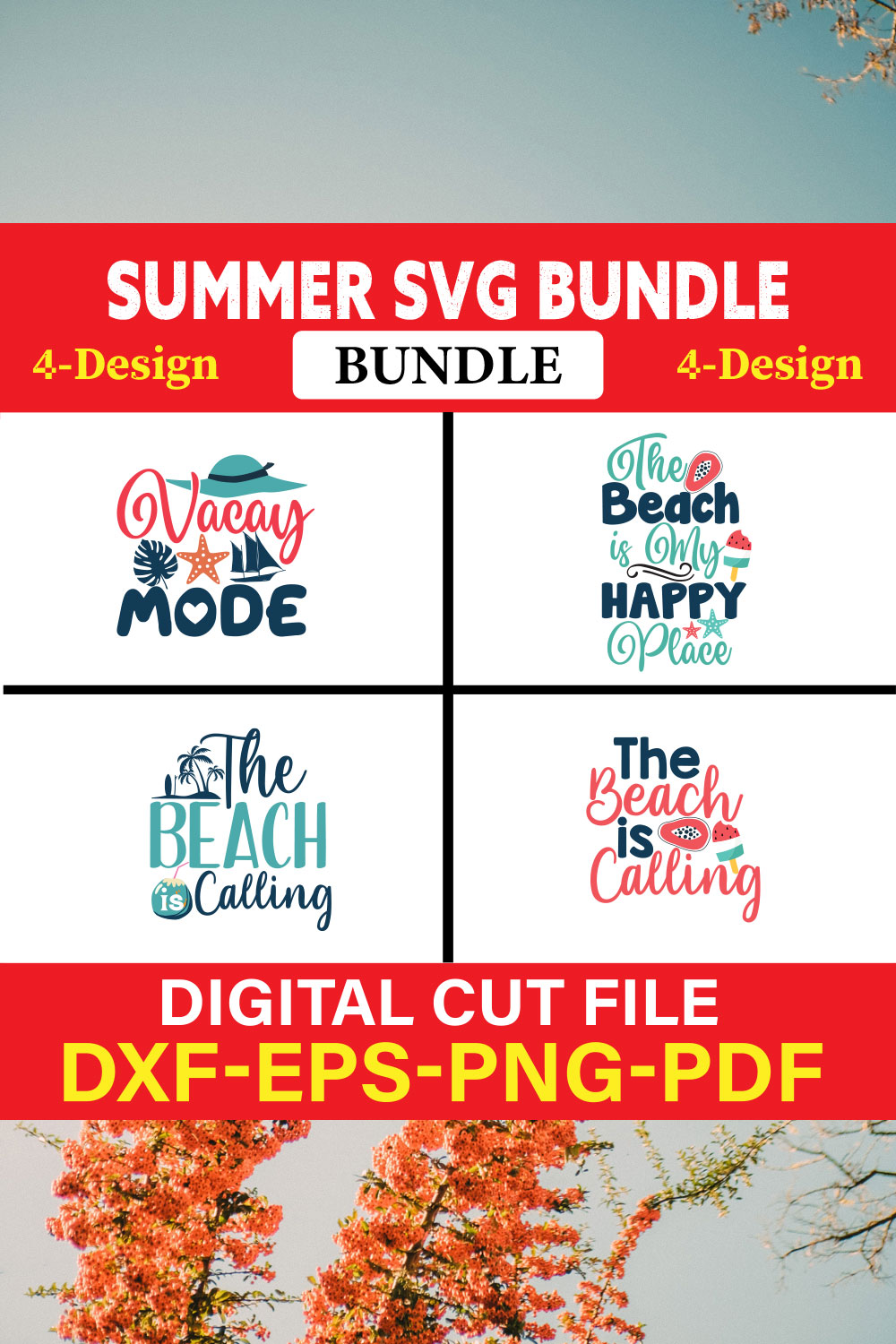 Summer T-shirt Design Bundle Vol-9 pinterest preview image.