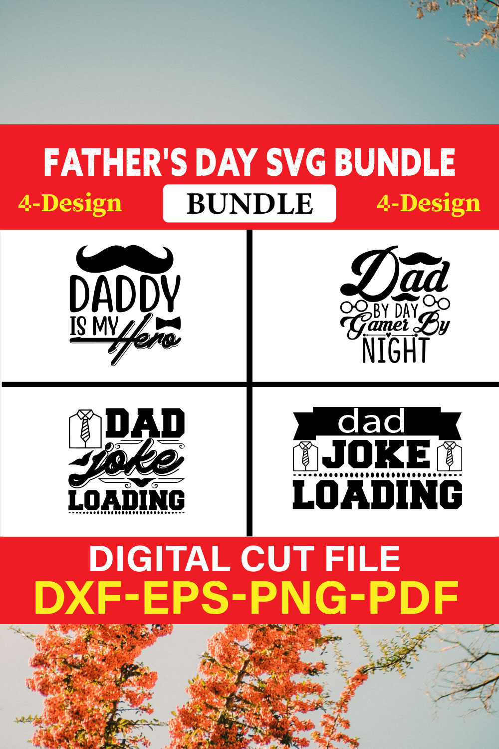 Father's Day SVG T-shirt Design Bundle Vol-1 pinterest preview image.