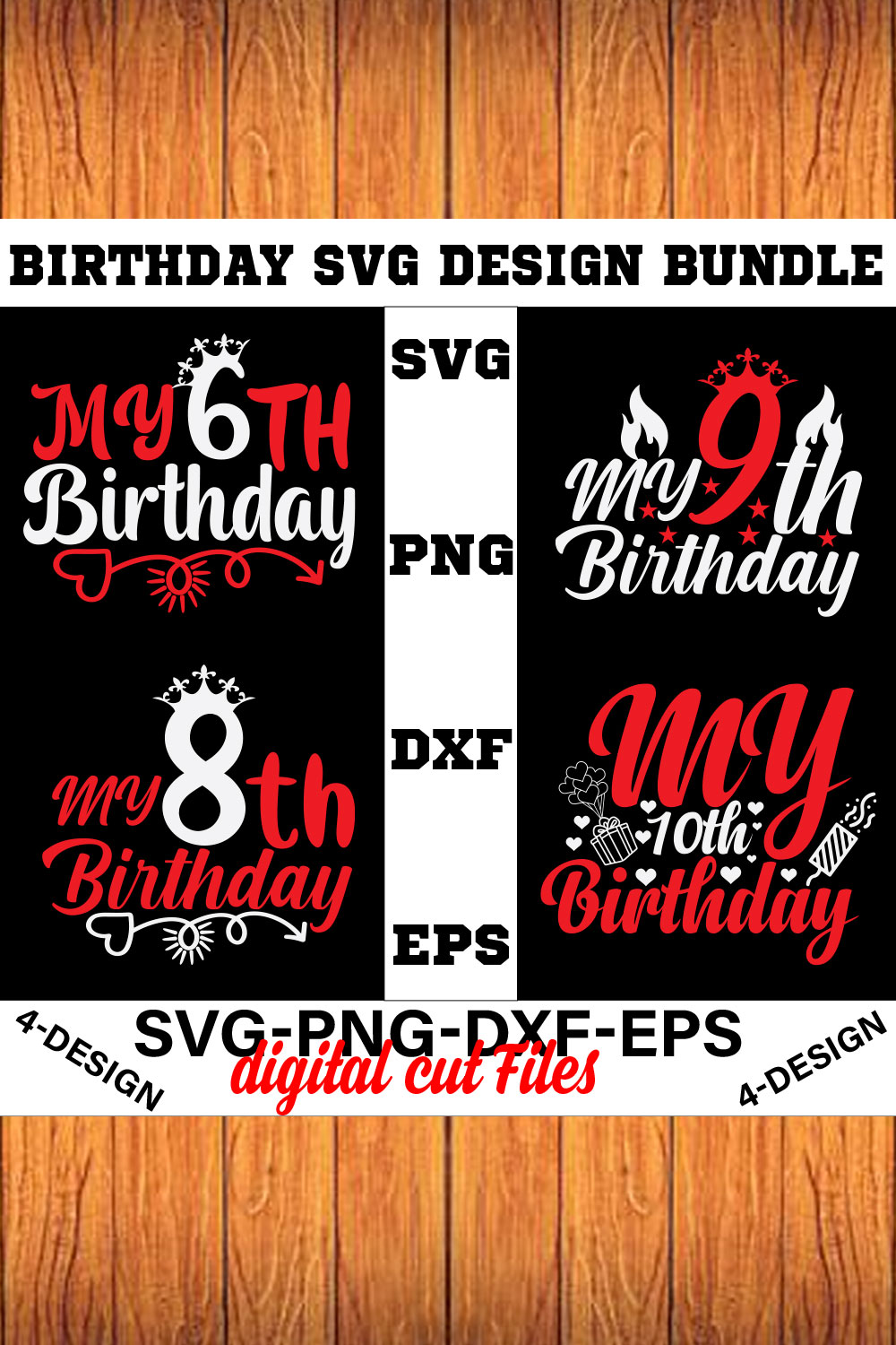 birthday svg design bundle Happy birthday svg bundle hand lettered birthday svg birthday party svg Volume-26 pinterest preview image.