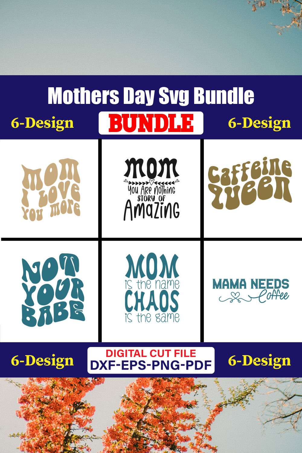Mothers Day SVG Bundle, Mom life svg, Mama svg, Funny Mom Svg, Blessed mama svg, Mom of boys girls svg-Vol-129 pinterest preview image.