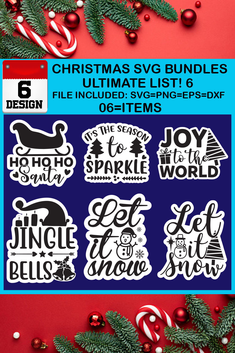 Ultimate List! 6 Christmas SVG Free Bundles pinterest preview image.