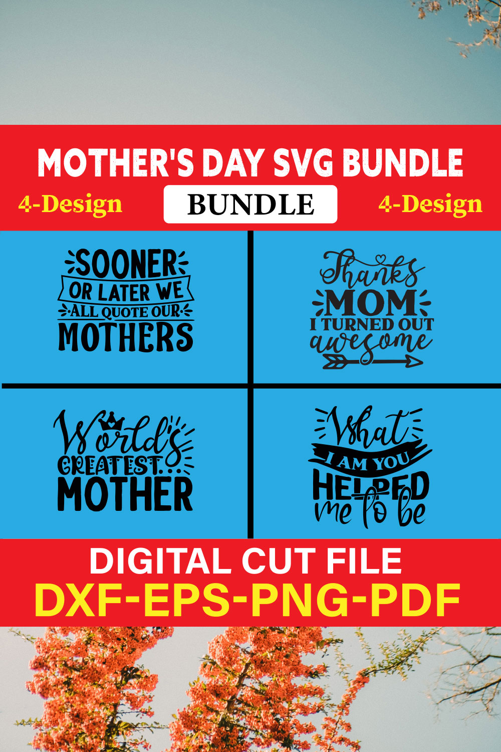 Mother's Day SVG T-shirt Design Bundle Vol-52 pinterest preview image.