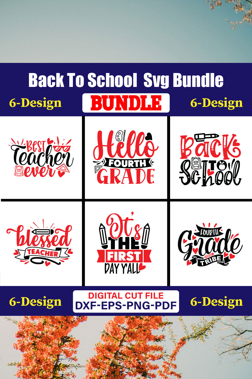 Back To School T-shirt Design Bundle Vol-37 pinterest preview image.