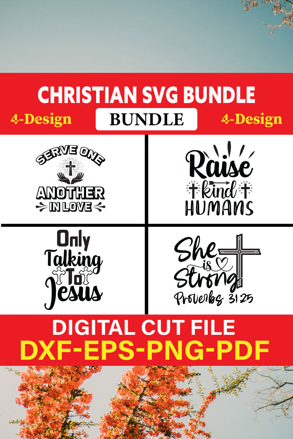 Christian T-shirt Design Bundle Vol-32 pinterest preview image.