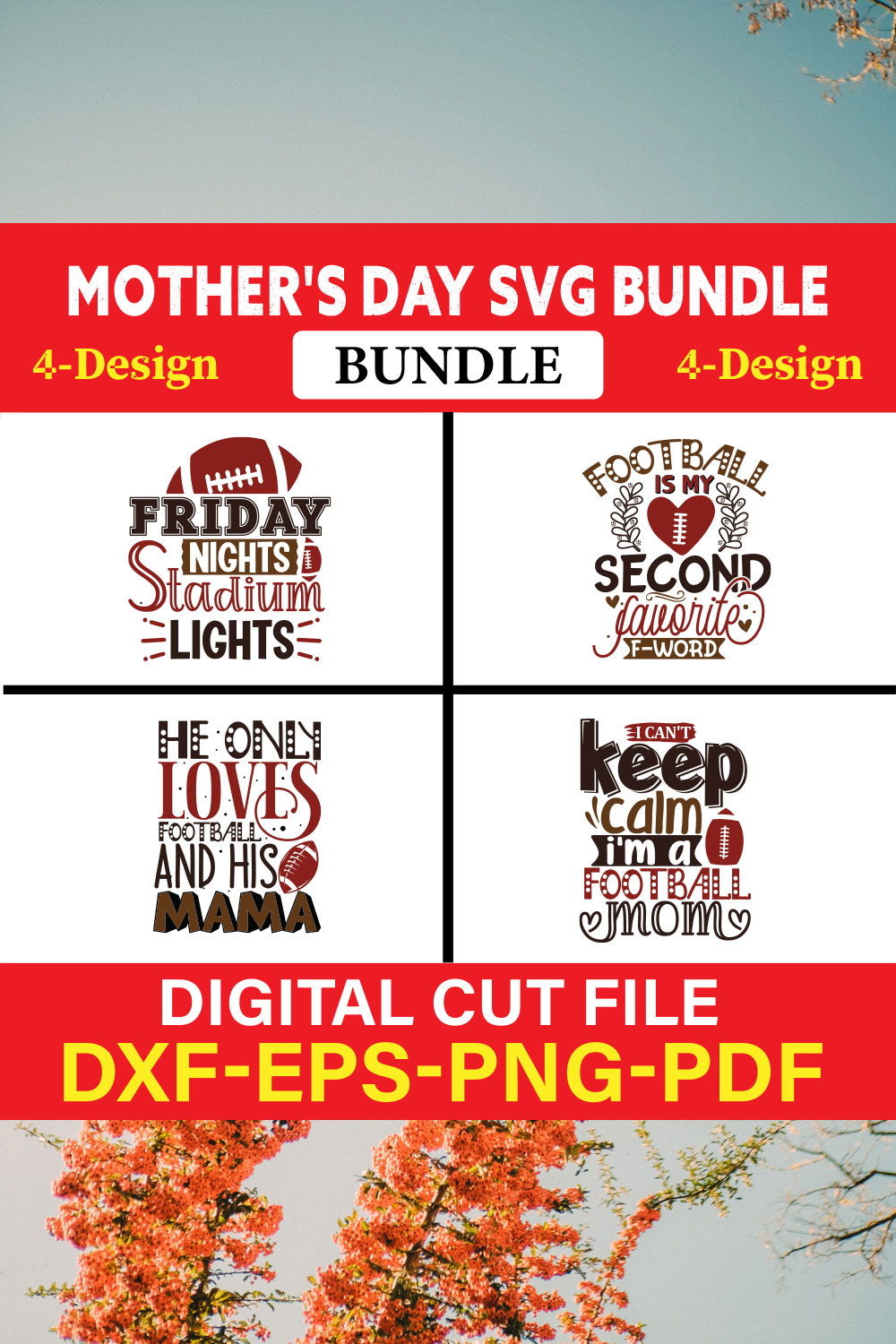 Mother's Day SVG T-shirt Design Bundle Vol-04 pinterest preview image.