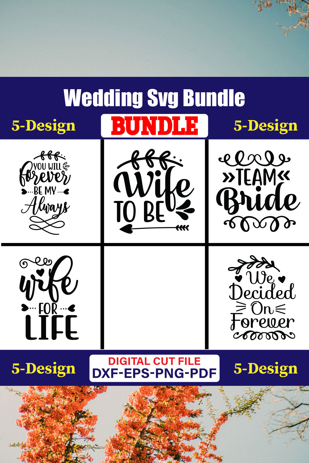 Wedding T-shirt Design Bundle volume -10 pinterest preview image.