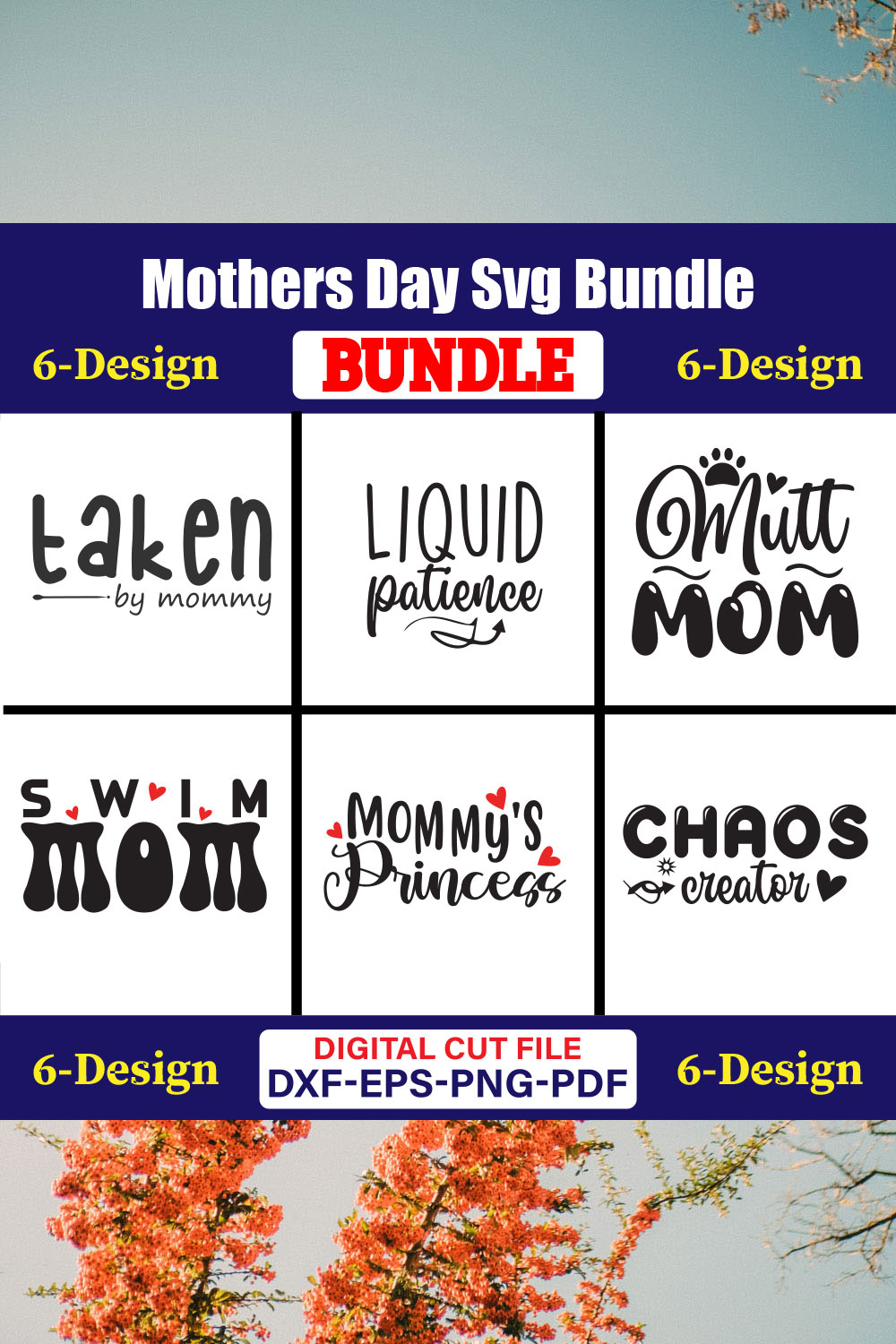 Mothers Day SVG Bundle, Mom life svg, Mama svg, Funny Mom Svg, Blessed mama svg, Mom of boys girls svg-Vol-153 pinterest preview image.